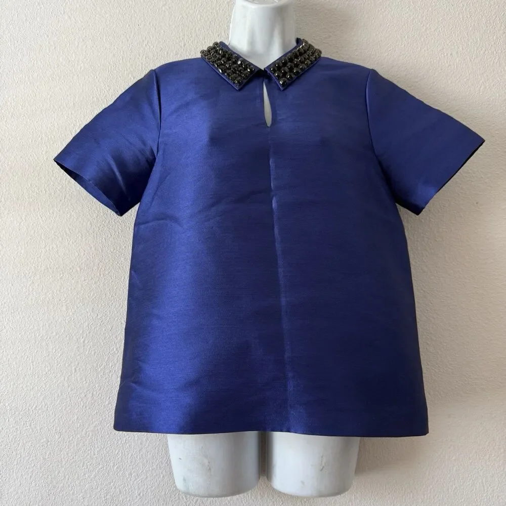 Kate Spade Nelle Blue Jeweled Collar Top Riverdale Veronica Lodge Camila Mendes